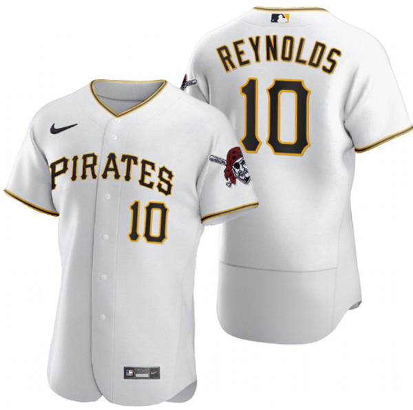 Men's Pittsburgh Pirates #10 Bryan Reynolds White Flex Base Stitched MLB Jersey Men's Pittsburgh Pirates #10 Bryan Reynolds White Flex Base Stitched MLB Jersey